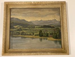 Ernest Vogel (1909-1993) Landschaftsgemälde signiert Seeufer