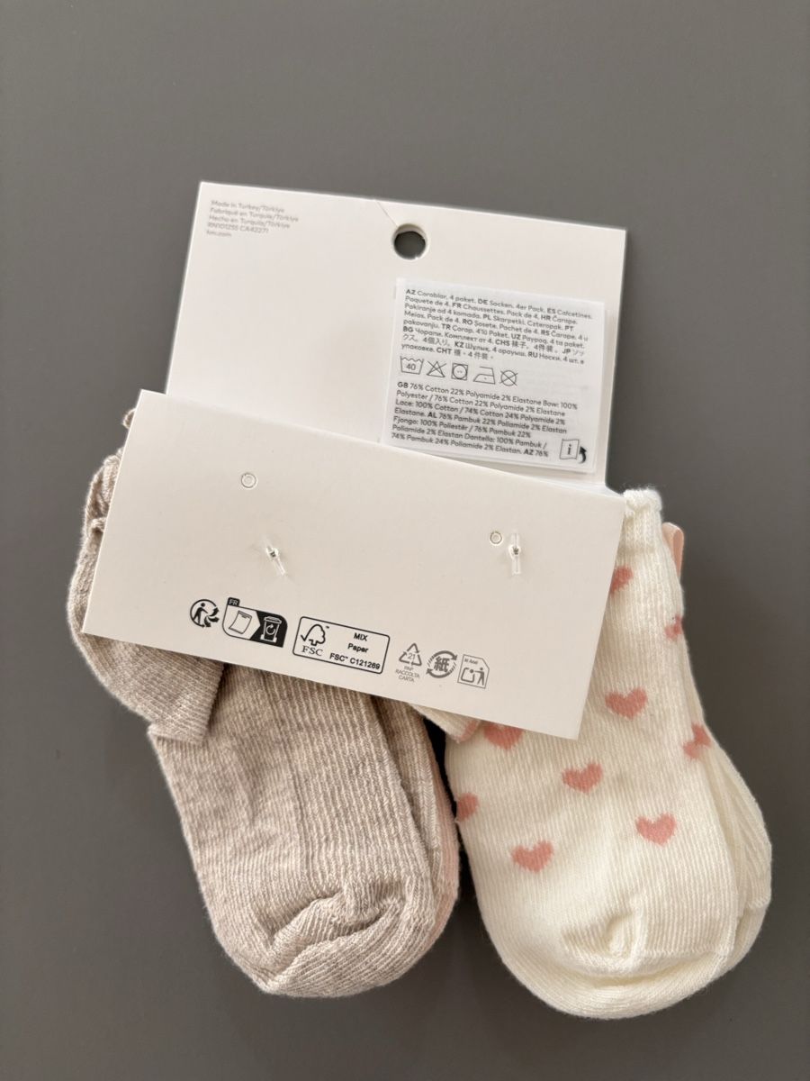 H&M Calze per bambini: Socks Newborn H&M x4, Grösse 19/21 – Nuovo e nell'imballaggio originale da St. Gallen venduto da Sonja-SG 2