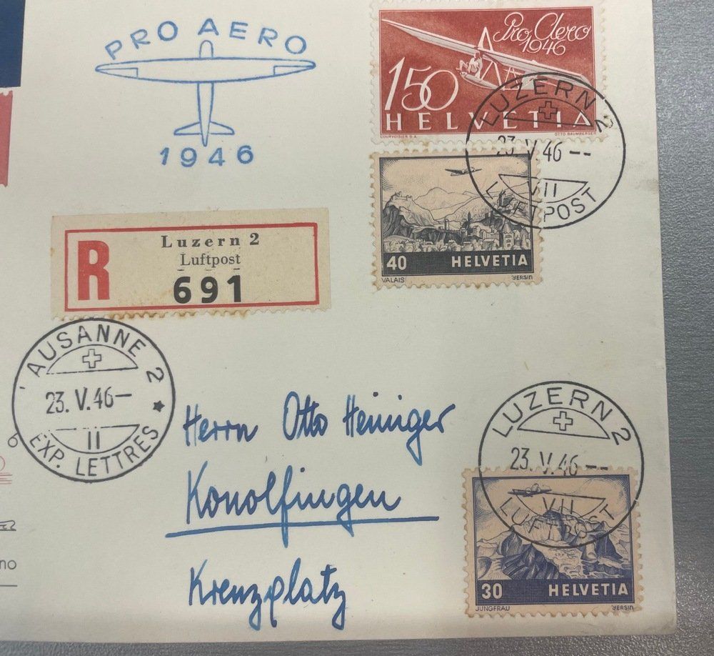 Tutti i francobolli: Pro Aero 1946 eingeschriebener Express Brief – Usato da Sirnach venduto da Melisangi 1