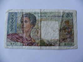Banknote 20 Francs Indochine Noumea 004082897 guter Zustand