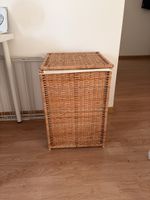 Wicker laundry basket with lid, brown, good condition