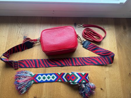 Rote Ledertasche inkl 3 Schulterriemen