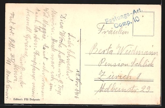 Ansichtskarten: AK Bignasco, Vista generale, 1916 – Gebraucht aus Berlin von bartko-reher 1