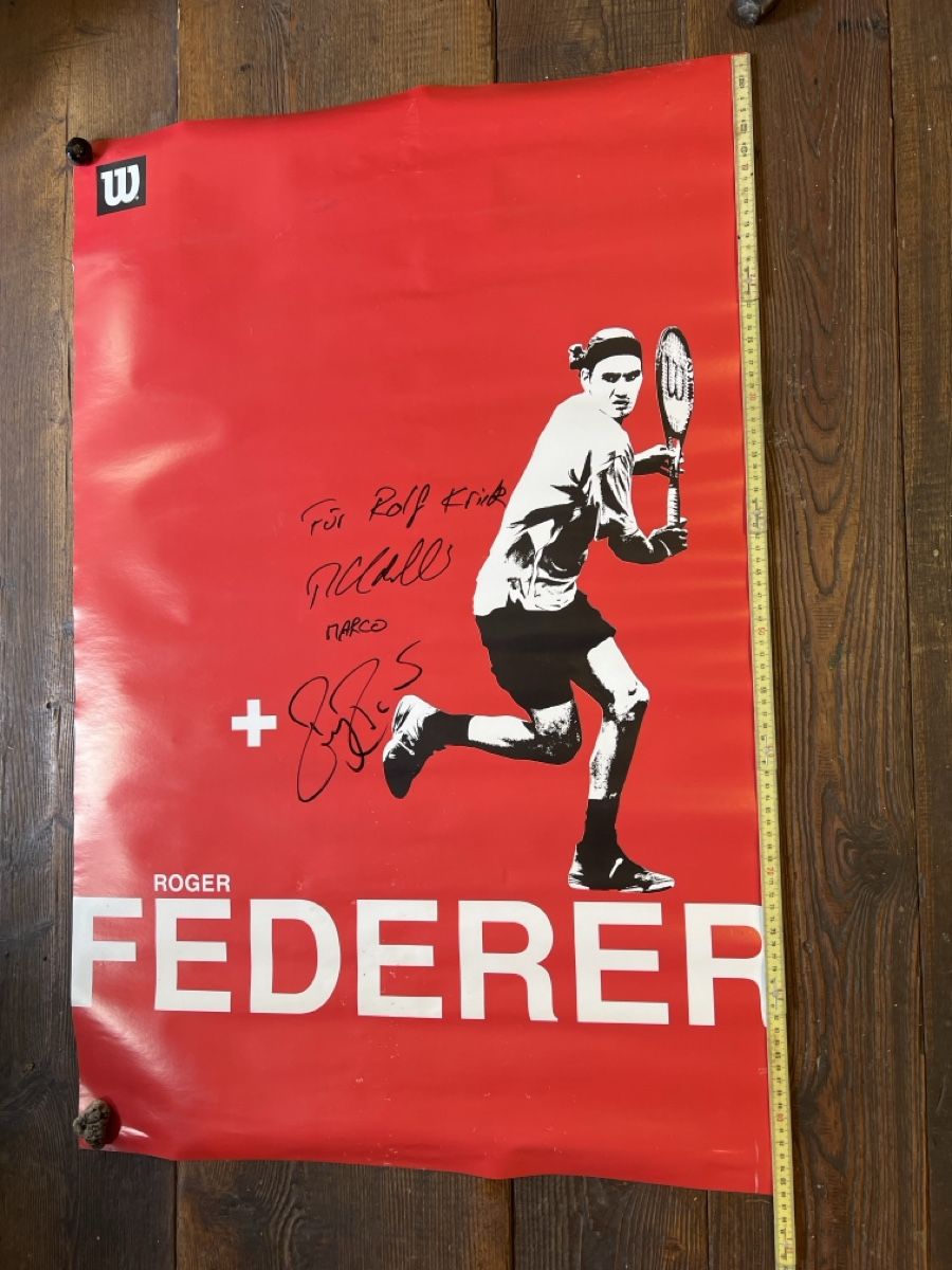 Autografi: Federer Plakat Autogramm Federer und chiudinelli – Usato da Himmelried venduto da Mercuhr 1