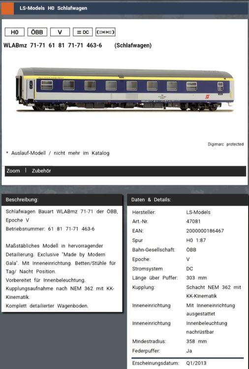 LS Models 97001-1 Spur N ÖBB Doppelstock-Schlafwagen WLABmz/Neu
