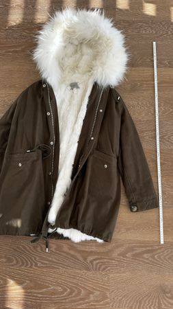 Parka Marella Sport, pelliccia, verde militare