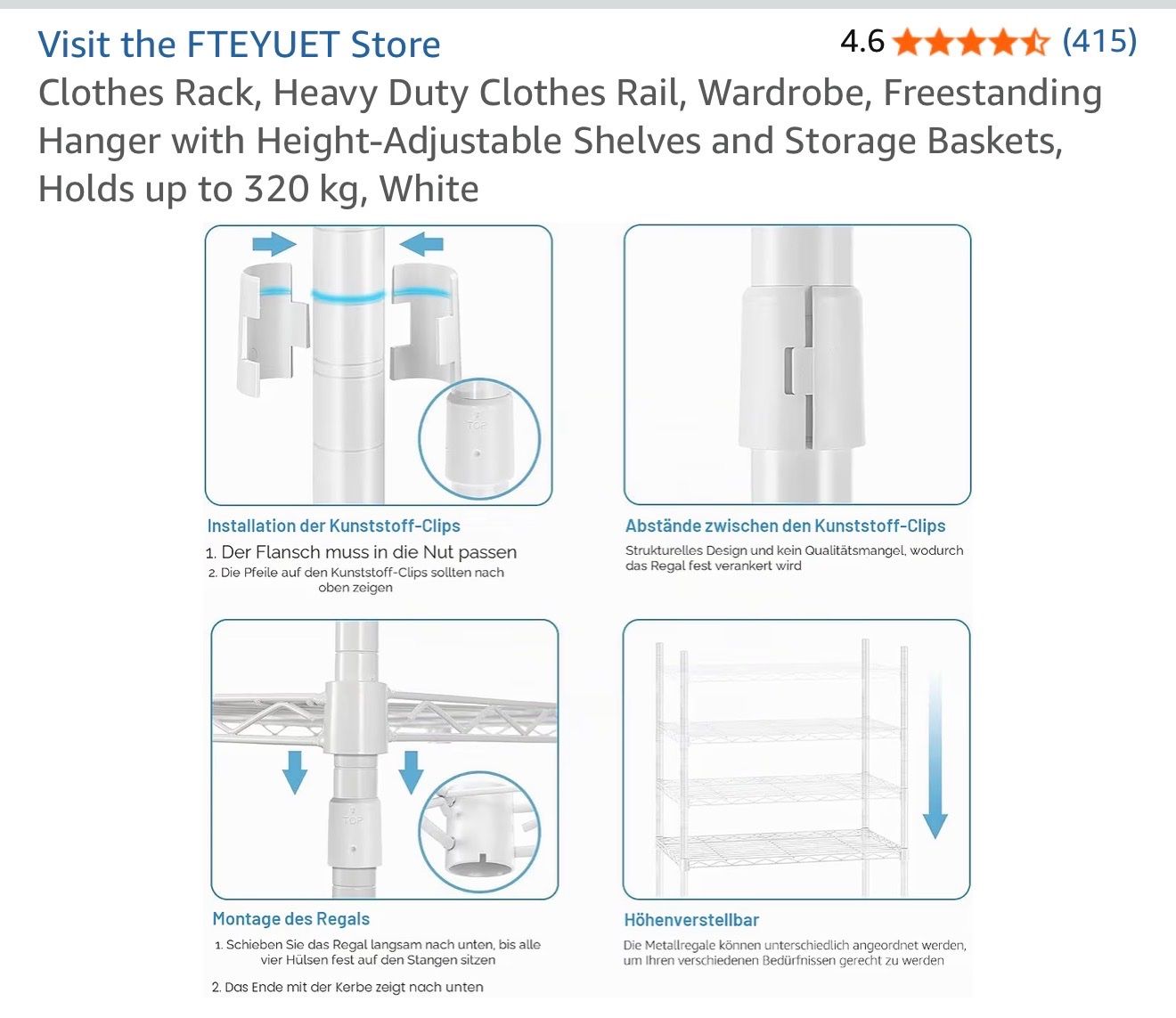 Armadi: Clothes Rack / Open Wardrobe – White – Like New – Nuovo (secondo la descrizione) da Zürich venduto da DEGU 4