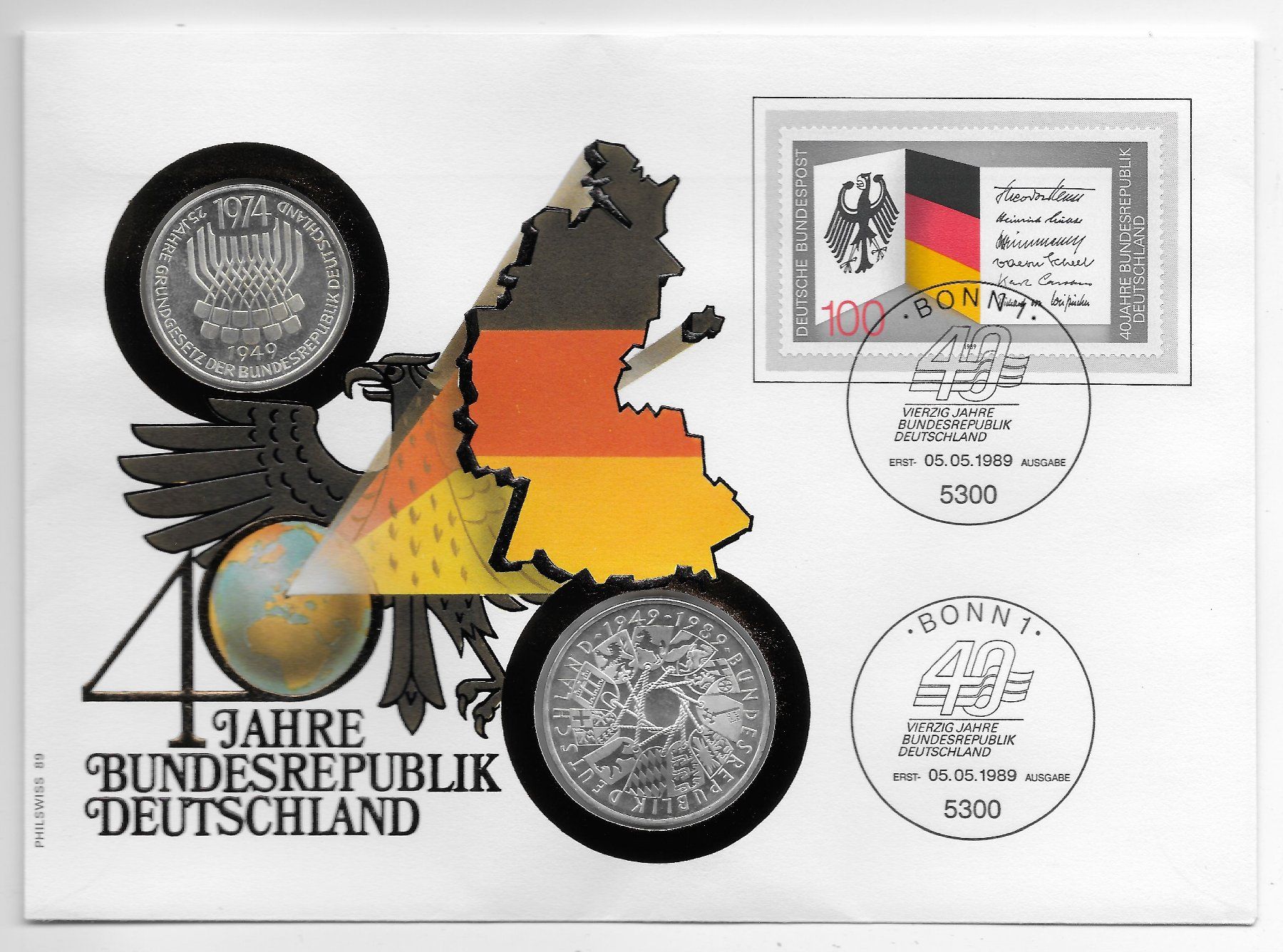 Tutti le monete: Münzbrief 1989, 40 Jahre BRD, Silber – Nuovo (secondo la descrizione) da Hefenhofen venduto da Richsalz