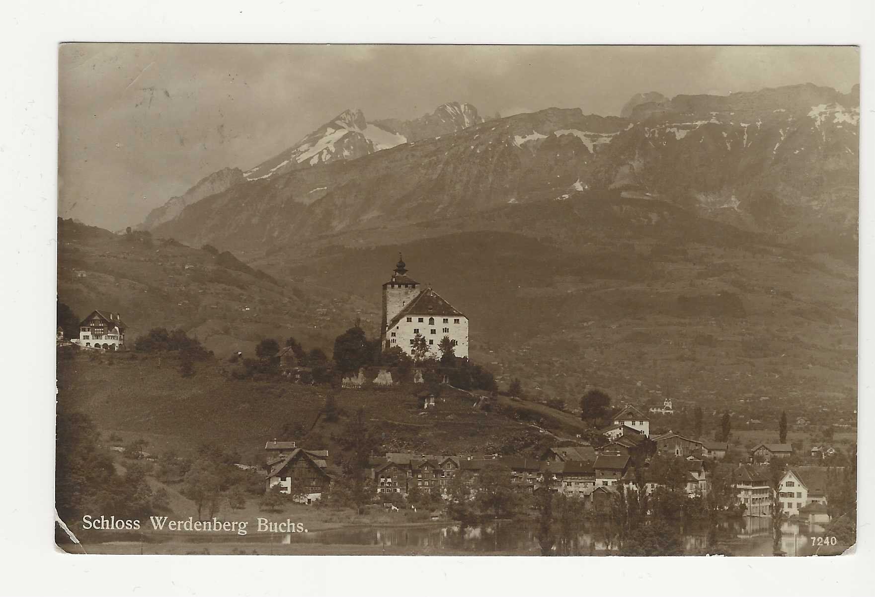Cartoline postali: SCHLOSS WERDENBERG BUCHS       1919 – Usato da Küttigen venduto da rolypo