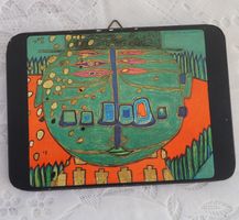 60er Jahre Hundertwasser Kunstbild auf Holz Wolfrum Wien