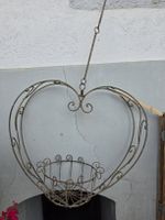 Blumenampel Hängeherz, Metall Shabby Chic 