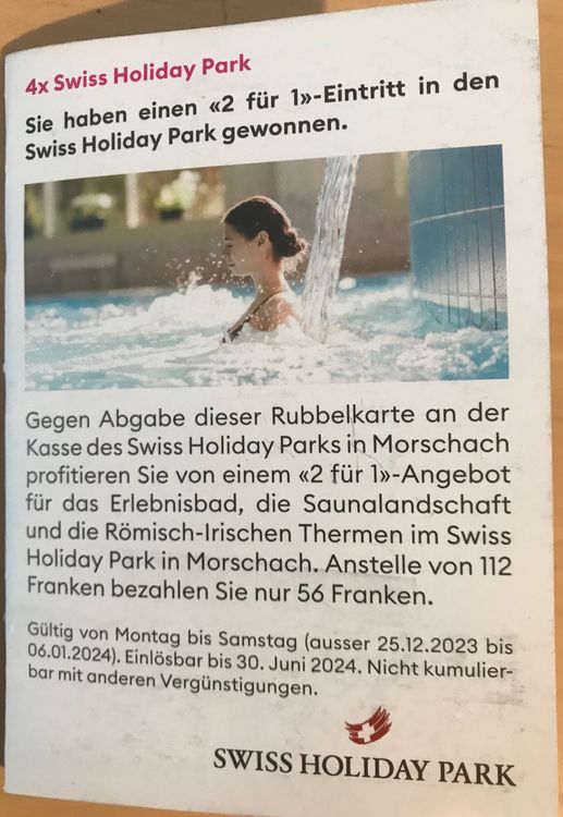 Gutschein 2 für 1 Swiss Holiday Park | Kaufen auf Ricardo
