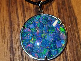 Großer Opal Mosaik Sibler Anhänger