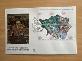 Vatikan Briefmarke auf Brief, Vatikanstadt Welterbe 1986!