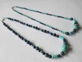 Wundervolle Perlenkette aus echtem Türkis und Lapislazuli