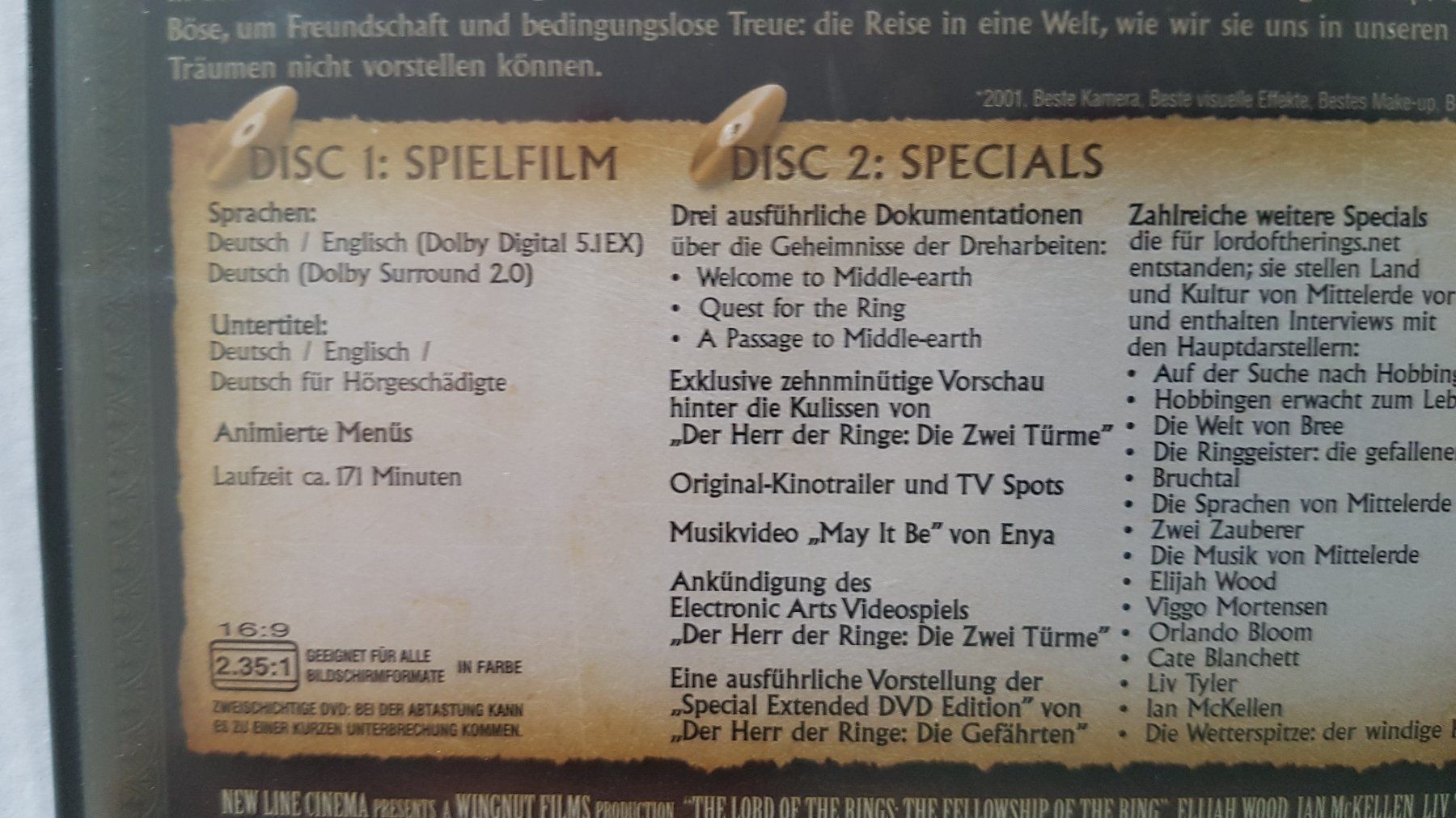 Tutti i DVDs: DVD  Der Herr der Ringe Die Gefährten – Usato da Oetwil am See venduto da fineli2 1