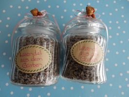 Duft: 2 Stück Lavendelblüten im Glas mit Deckel, Lavendel
