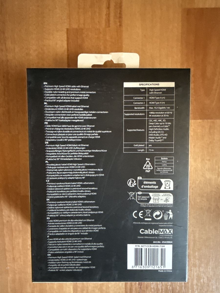 Cavi: Premium HDMI Kabel 7.5m #3 mit Ethernet 4K – Nuovo (secondo la descrizione) da St. Gallen venduto da mai_2lcj 1