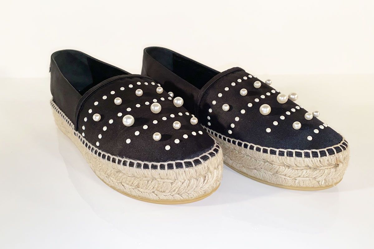 Damenschuhe: Karl Lagerfeld Espadrilles schwarz, weisse Perlen Gr. 41 – Neu (gemäss Beschreibung) aus Ballwil von ClassicGallery 4