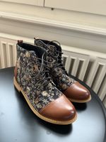 Herren Schnürstiefel Blumenmuster braun ungetragen