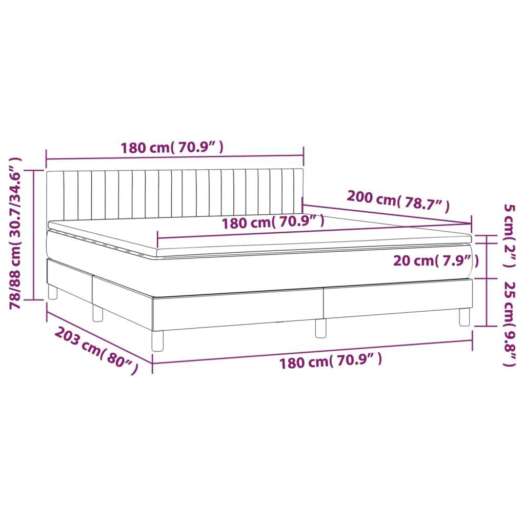 Letti: Boxspringbett mit Matratze Hellgrau 180x200 cm Samt – Nuovo e nell'imballaggio originale da Zug venduto da Cheap-Shop 2