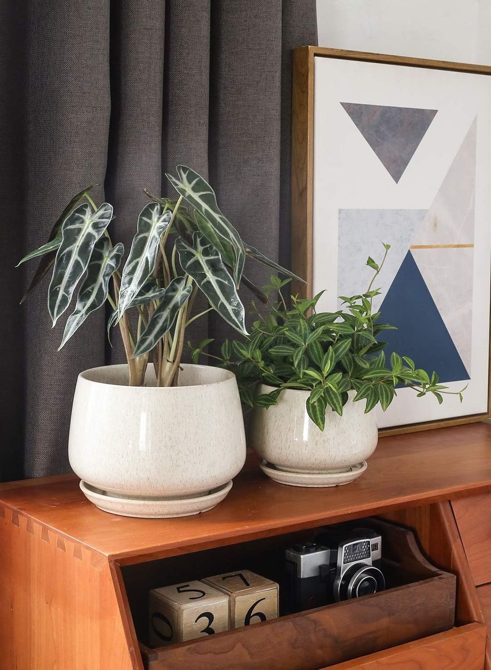Vasi per fiori: Keramik Blumentöpfe 3er Set mit Untersetzer Beige – Nuovo e nell'imballaggio originale da Zürich venduto da jasminleut 1