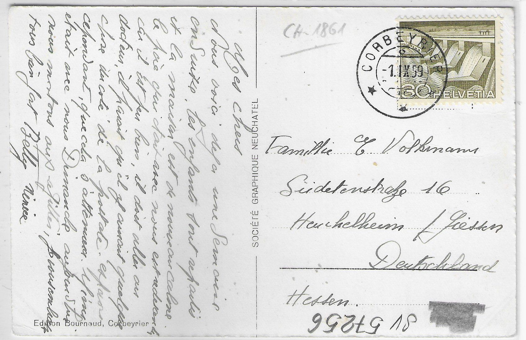 Cartoline postali: Corbeyrier - Vue generale – Usato da Ettingen venduto da Kartenplanet 1
