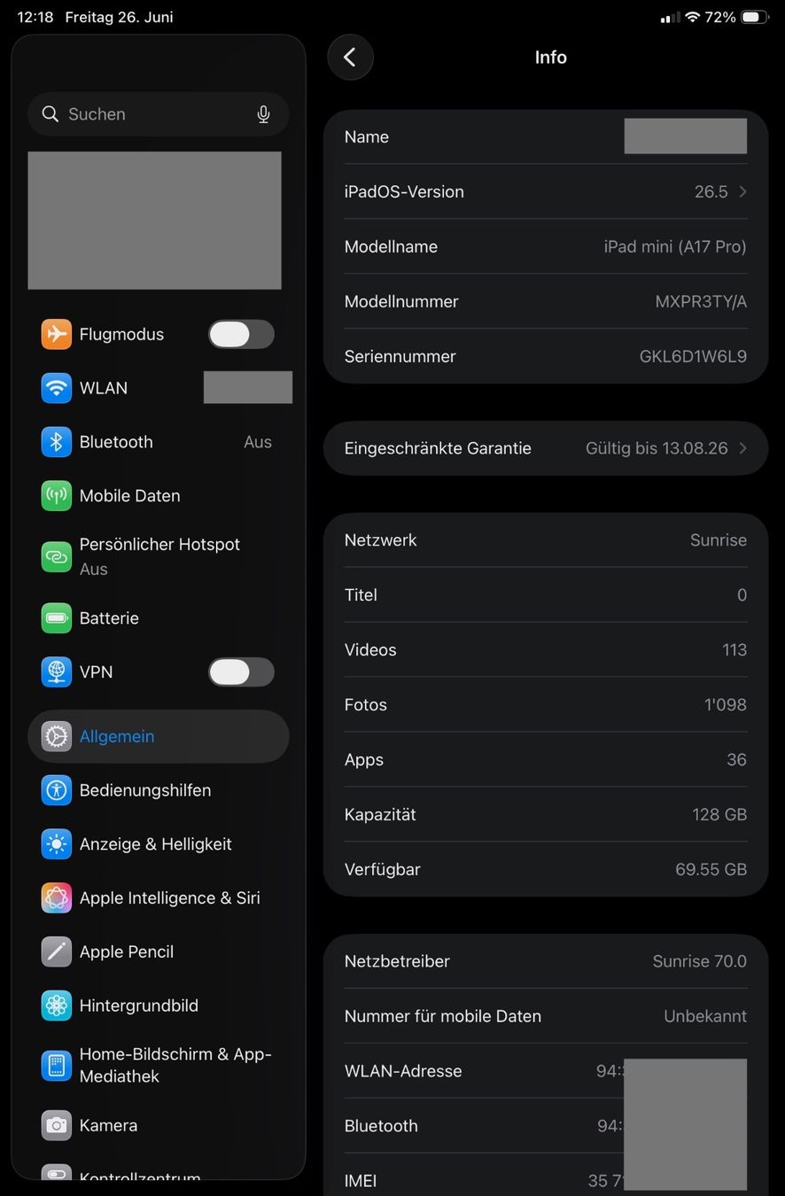 Apple Tablet PC: iPad mini Wi-Fi + Cellular 128GB, Violett, 8,3" – Usato da Lohn-Ammannsegg venduto da Uranus2001 2