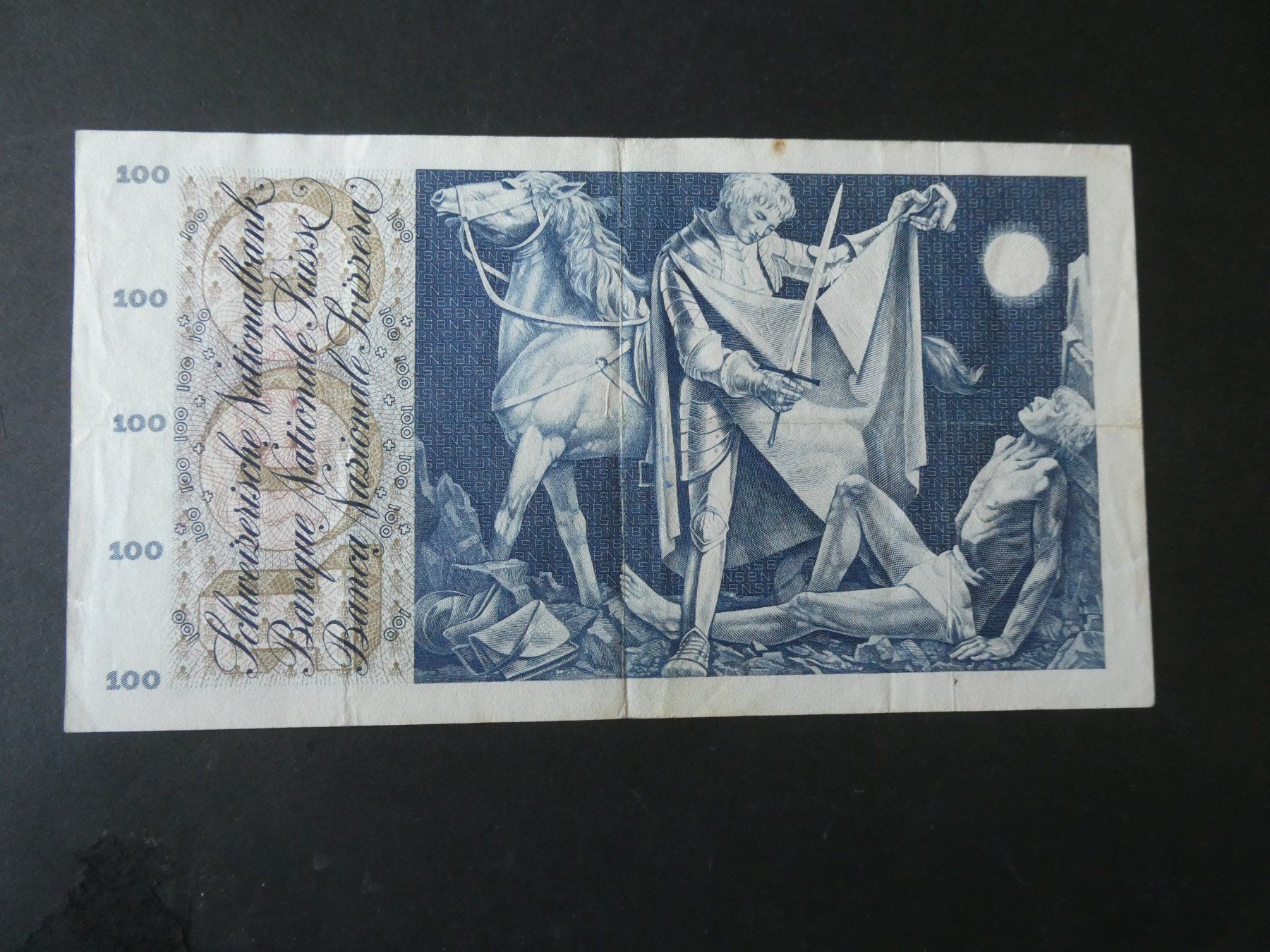 Banconote: Schweiz 1965,  100 Franken – Usato da Hinterforst venduto da Rohusri 1