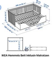 Hemnes Bett PLUS, kaum gebraucht, weiss, neuwertige Matraze