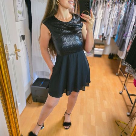 Schwarzes Paillettenkleid, festlich & elegant, Gr. M