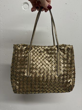 ABRO Handtasche gold Leder geflochten Boho