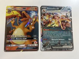 Lot 2 Cartes Pokémon Dracaufeu-GX (9/68) et Ex (125/197) -FR