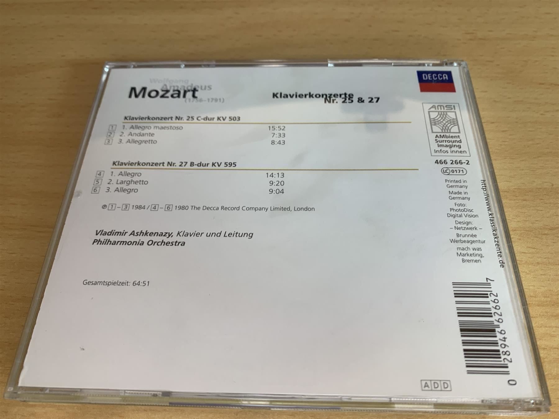 CDs: Mozart - Klavierkonzerte Nr. 25 & 27 – Gebraucht aus Rikon im Tösstal von Alpenmutz 1