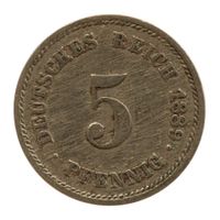 Deutschland Kaiserreich 5 Pfennig 1889 E