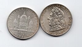 (650) 2 x 2 Schilling, Austria, 1936+1937, top stgl