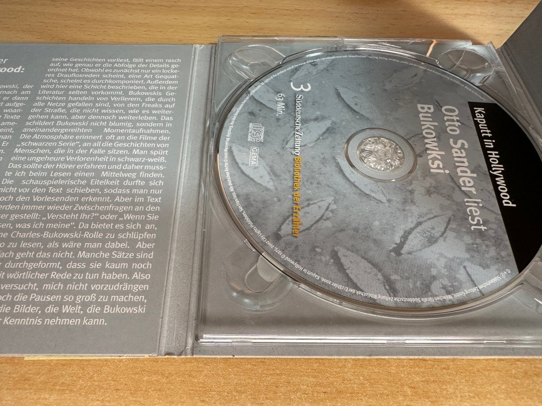 Audiolibri: Kaputt in Hollywood - Otto Sander liest Bukowski – Usato da Rikon im Tösstal venduto da Alpenmutz 2