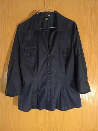 H&M Dunkelblaue Bluse / Hemd mit 3/4 Ärmeln Gr. 44