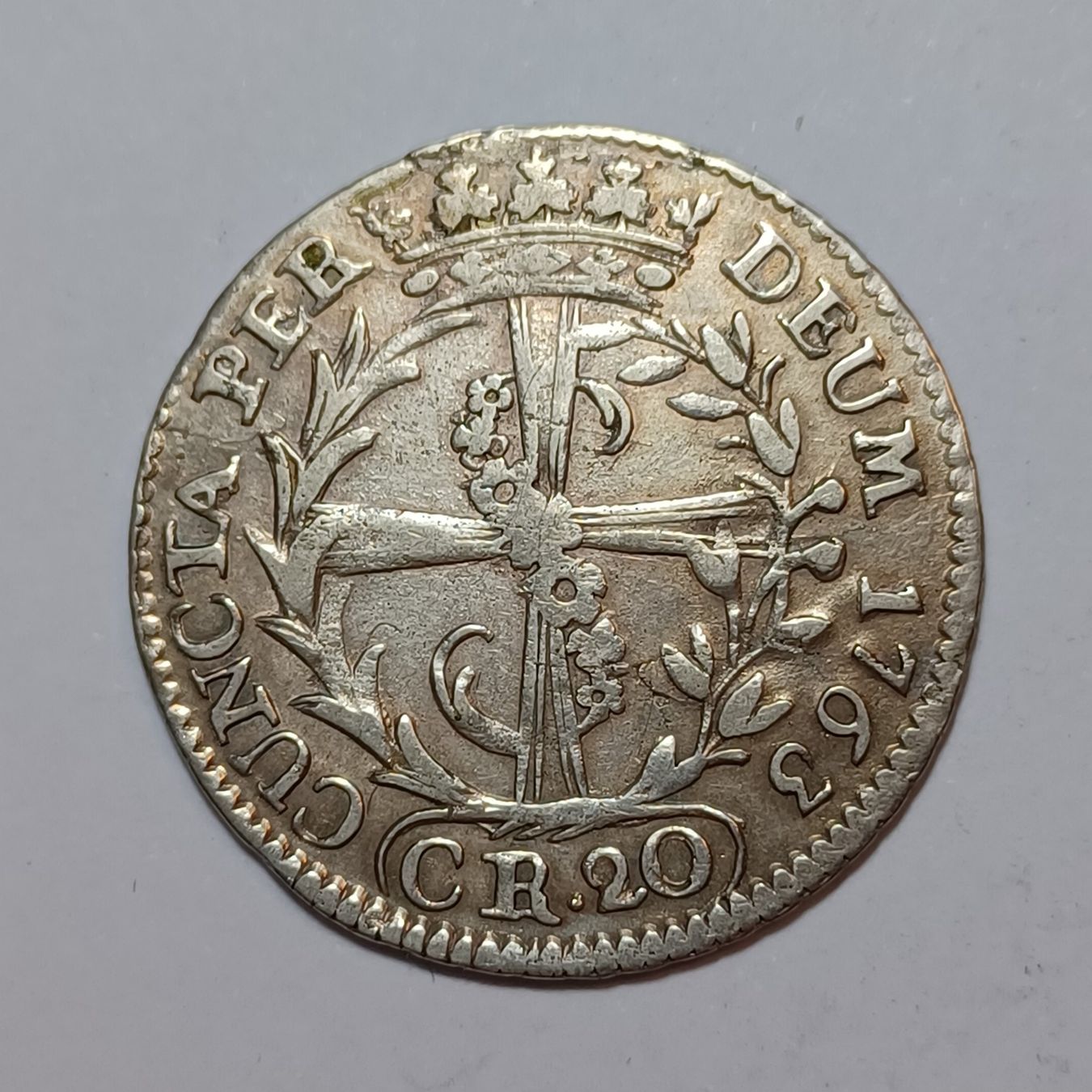 Tutti le monete: 20 Kreuzer 1763 Solothurn – Usato da Pfäffikon ZH venduto da Schweizer_Muenzen 1