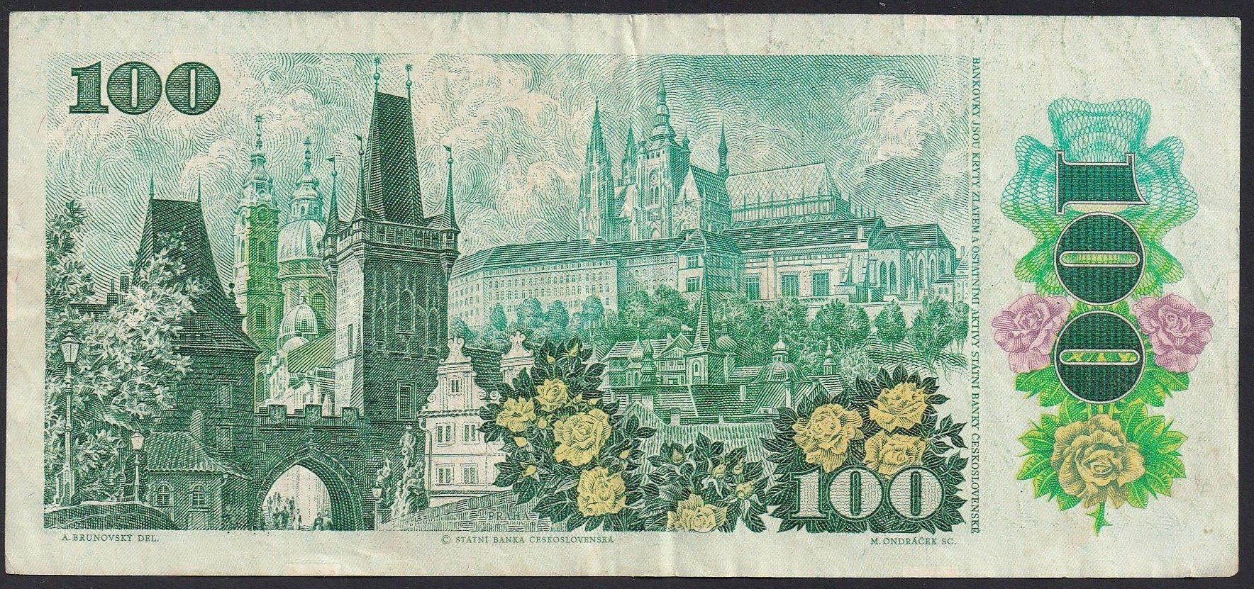 Banknoten: Tschechoslowakei 100 Korun 1989 – Gebraucht aus Brugg AG von banknoten_muesli 1