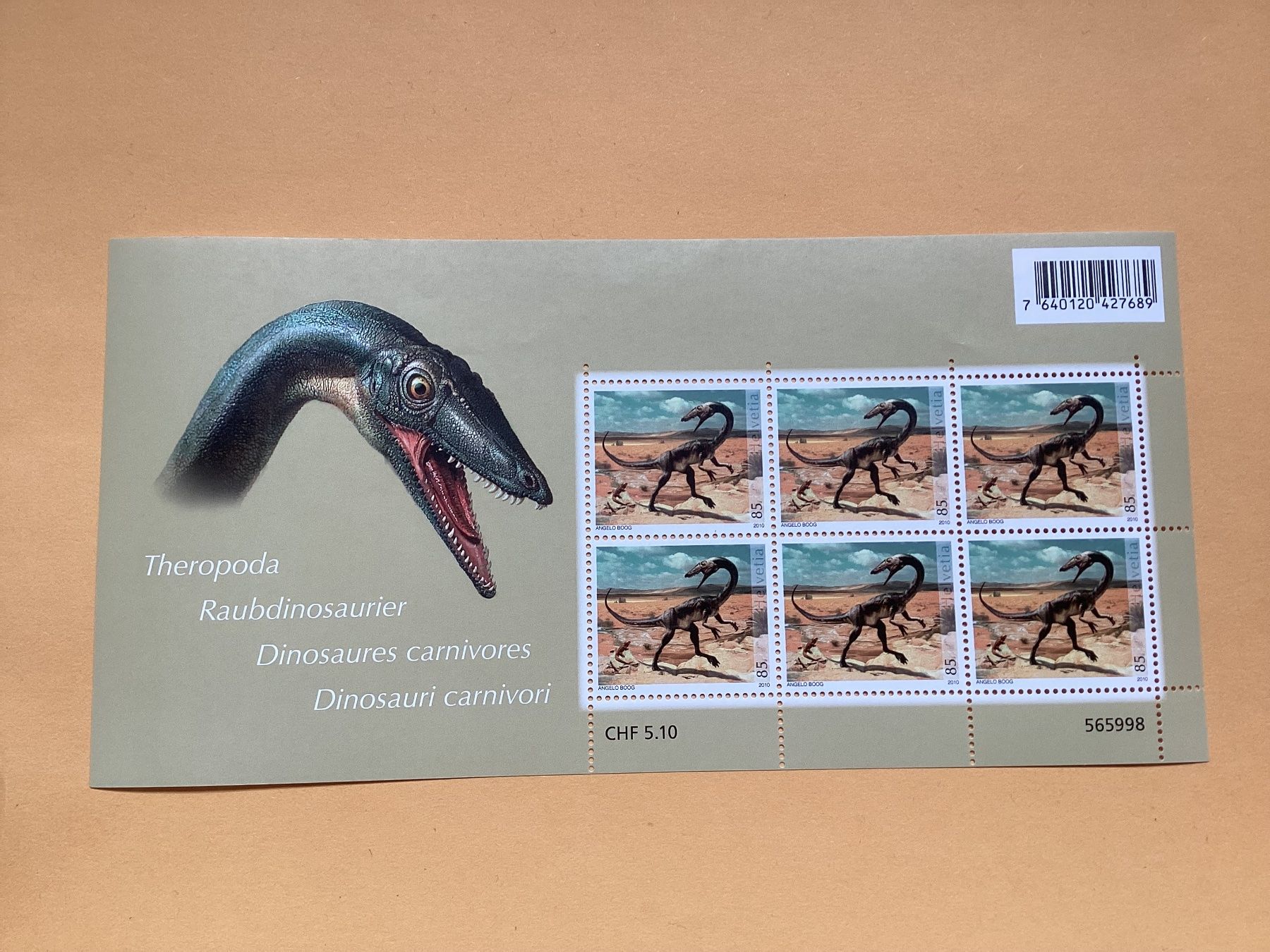 Tutti i francobolli: 6x Fr. -.85 Briefmarken postfrisch Dinosaurier 2010 – Nuovo (secondo la descrizione) da Seftigen venduto da Muggelwomb