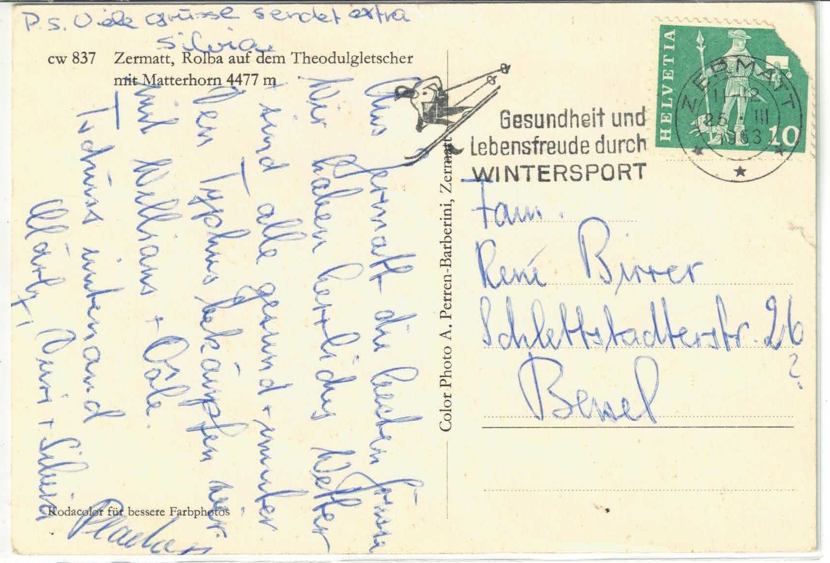 Cartoline postali: Zermatt - Rolba auf dem Theodulgletscher – Usato da Ettingen venduto da Kartenplanet 1