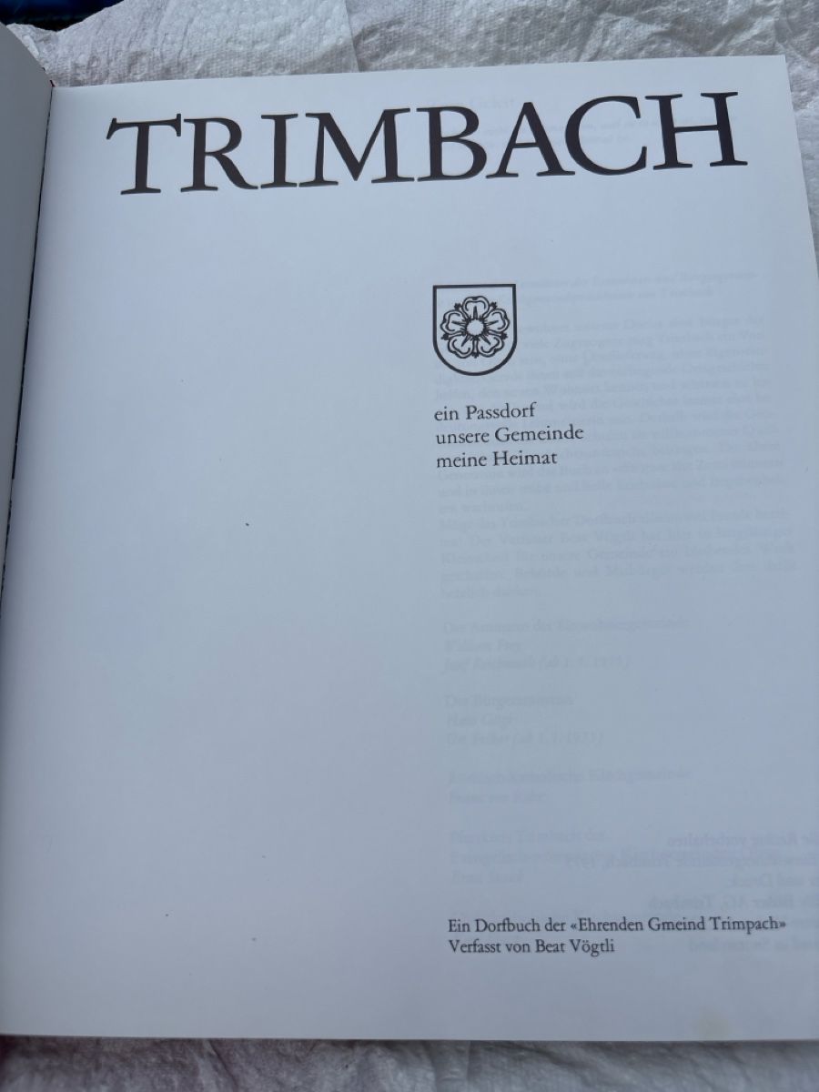 Bücher: Buch Trimbach ein Dorf unserer Gemeinde meine Heimat – Gebraucht aus Schöftland von Astika 1