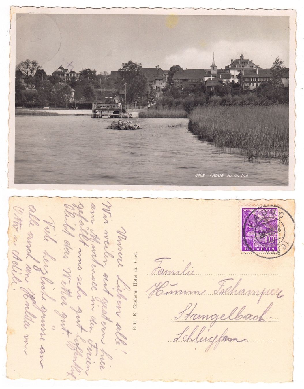 Cartoline postali: Faoug vu du lac – Usato da La Tour-de-Peilz venduto da amjust