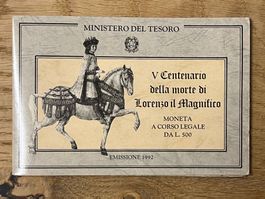 Italien 1992 – 500 Lire Silbermünze Lorenzo il Magnifico