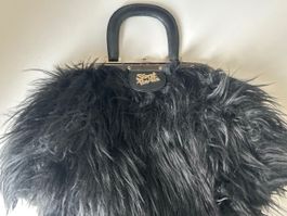 Fake Fur Tasche Handtasche schwarz
