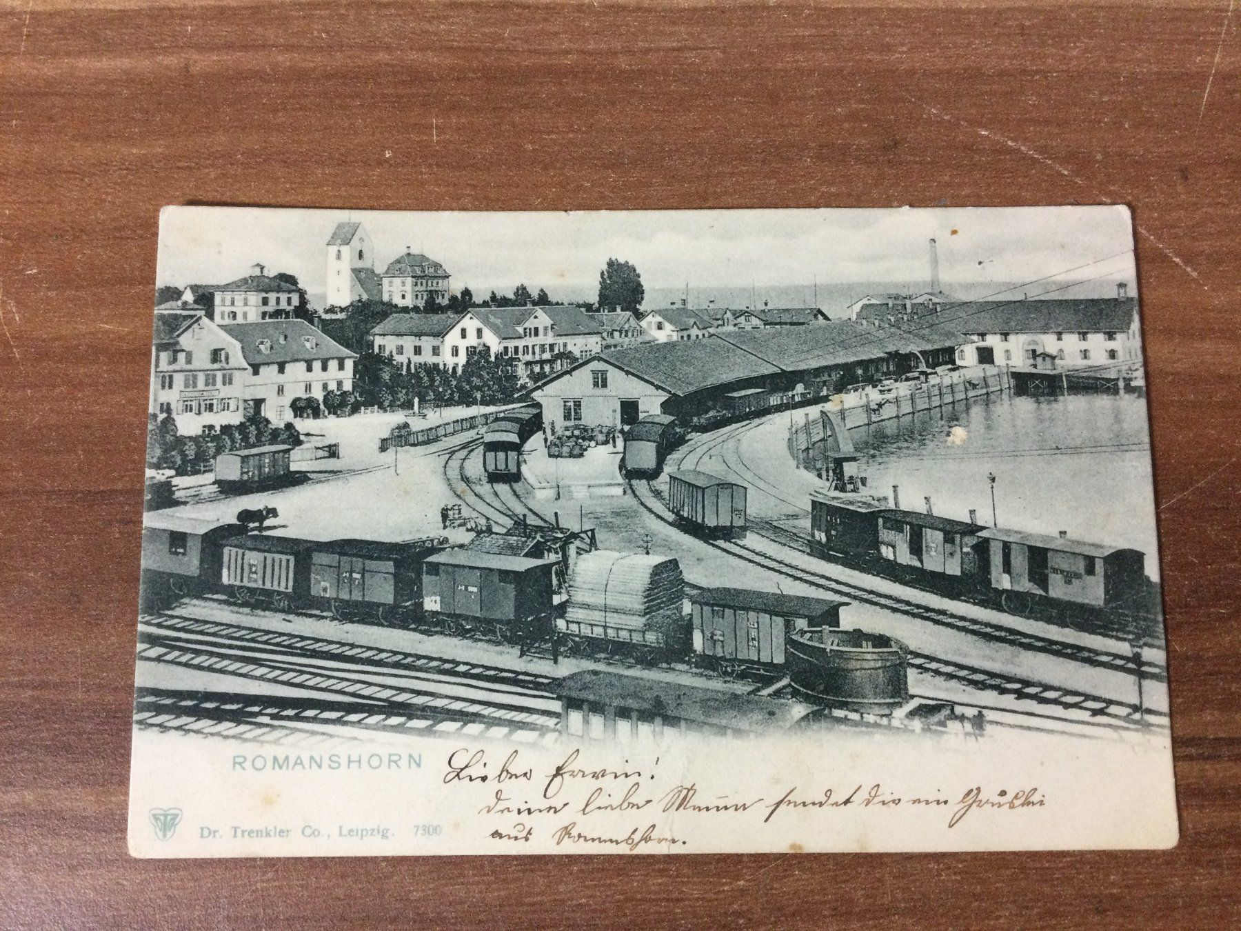 Cartoline postali: Ansichtskarte Romanshorn Hafen mit Eisenbahn – Usato da Wangen SZ venduto da kuriosum12