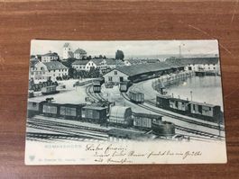 Ansichtskarte Romanshorn Hafen mit Eisenbahn