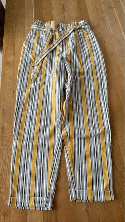 Sommerhose Gr. 36 gestreift gelb/weiss/blaugrau