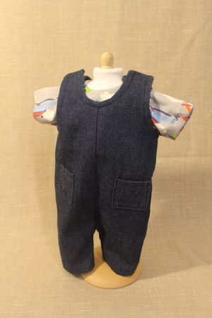 Puppenoverall jeans Shirt Flugzeuge 40-45cm Babyborn